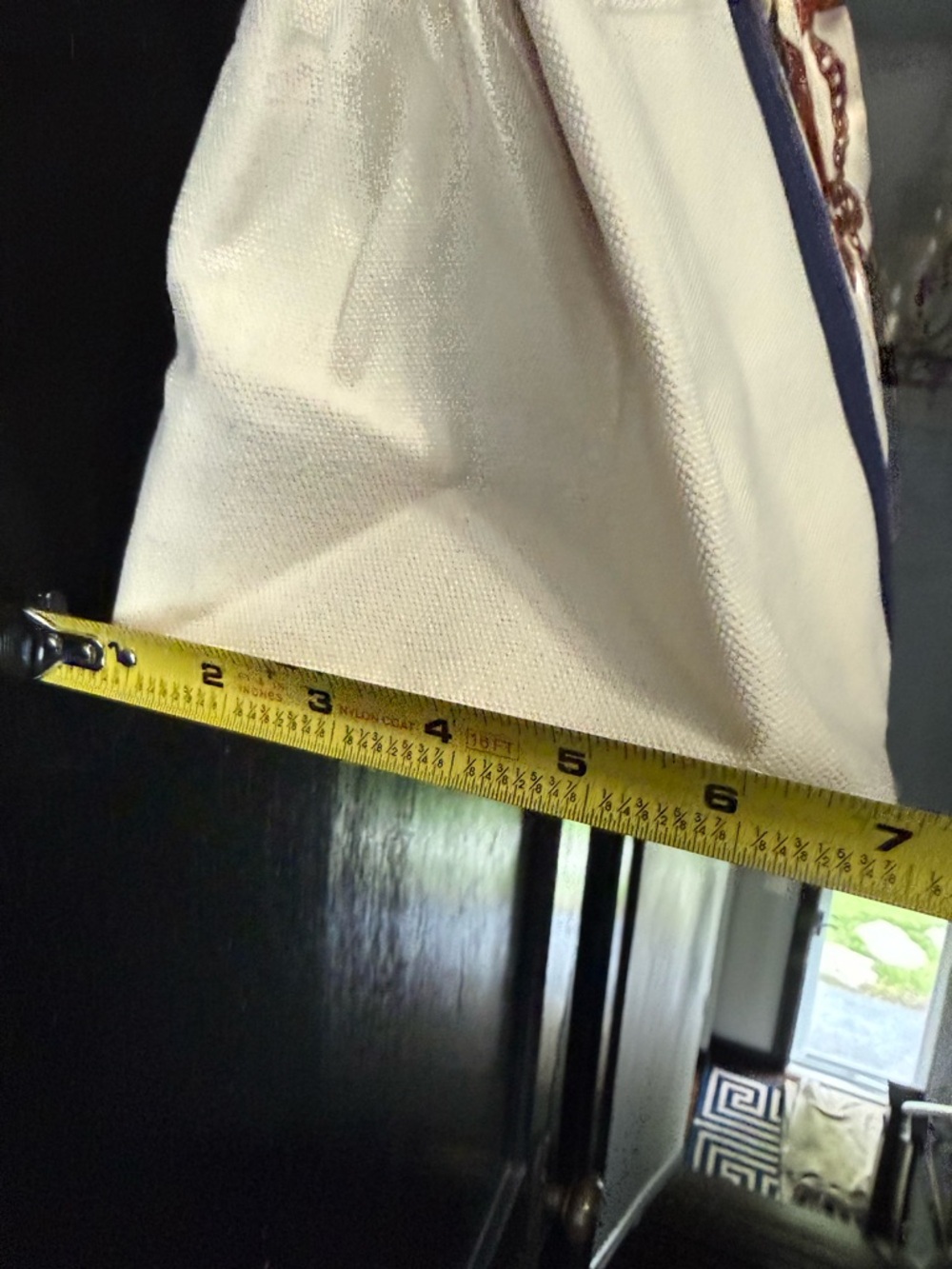 Boatkin-style Canvas Top-Handle Tote Bag in Cream with Navy Trim - Picture 6 of 7